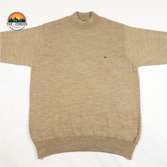 Monte Carlo Magna Wool Mock Neck Beige Classic Casual Career Sweater 40 US - Picture 3 of 11